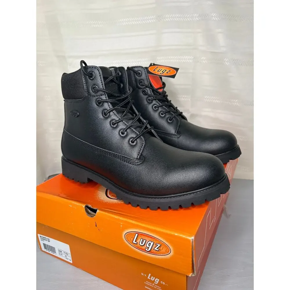 Lugz Convoy WR Men's Water Resistant Work Boots Black Size 11D NEW